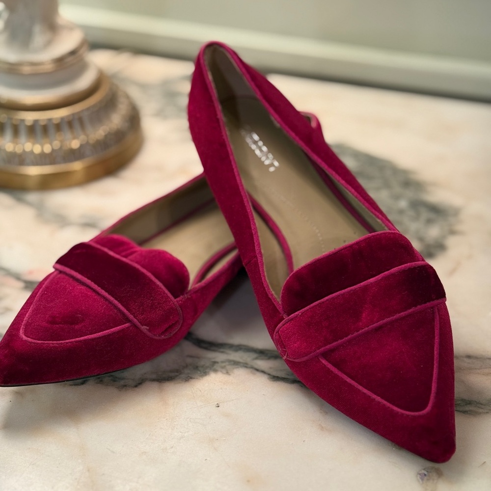 Lands' End Velvet Loafers in Deep Red